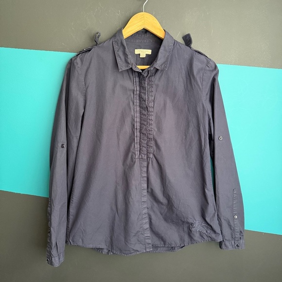Burberry Men's Dark Gray Casual Button Down Shirt - Picture 1 of 10